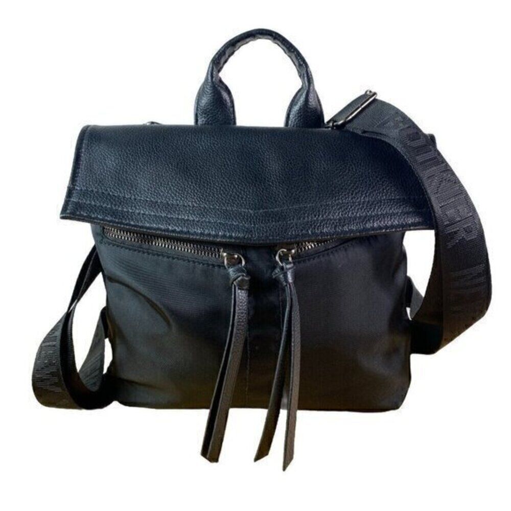Botkier New York Black Nylon Leather Mini Backpack Bag Handbag Purse Women's Top